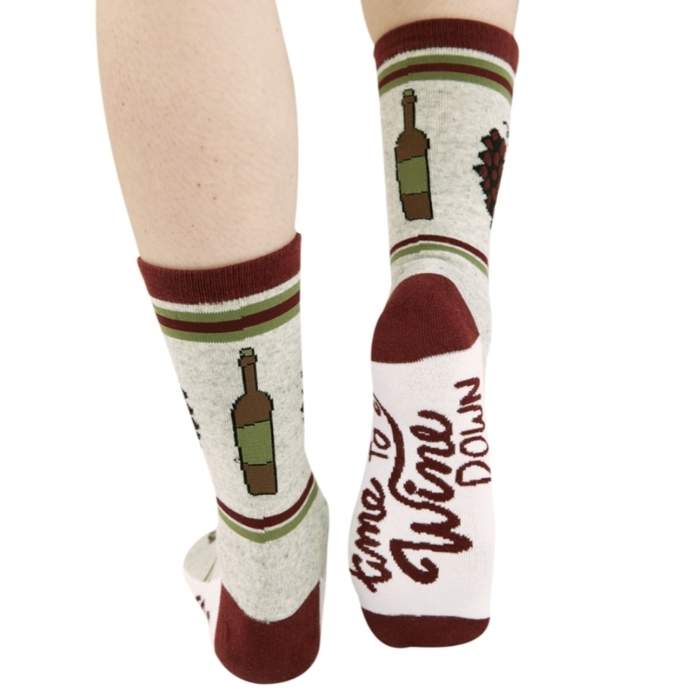Lazy One Wine Down Crew Sock New Size 5-10